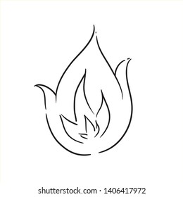 Cartoon flame - isolated fire doodle - sketch - comic style 