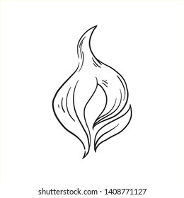 Cartoon flame - isolated fire doodle - sketch - comic style - black and white