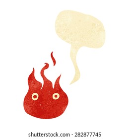 cartoon flame symbol with speech bubble