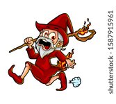 Cartoon Flame Wizard Vector Illustration