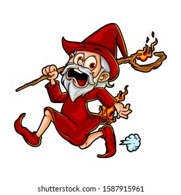 Cartoon Flame Wizard Vector Illustration