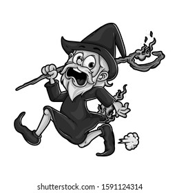 Cartoon Flame Wizard Vector Illustration