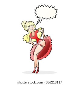 cartoon flamenco dancer with speech bubble