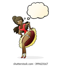 cartoon flamenco dancer with thought bubble
