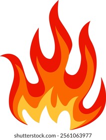 Cartoon flames are rising high with a stylized design featuring red and orange colors on a white background, creating a vibrant and energetic visual