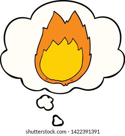 cartoon flames with thought bubble