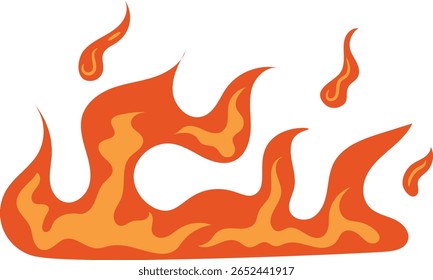Cartoon Flames, Vektorgrafik, flach