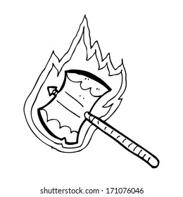 cartoon flaming axe