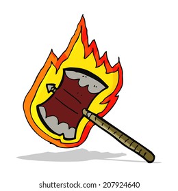 cartoon flaming axe