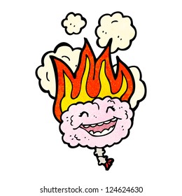 cartoon flaming brain
