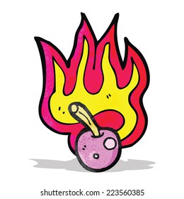 cartoon flaming cherry