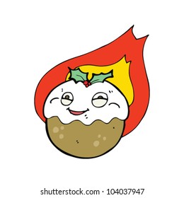 Cartoon Flaming Christmas Pudding