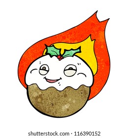 Cartoon Flaming Christmas Pudding