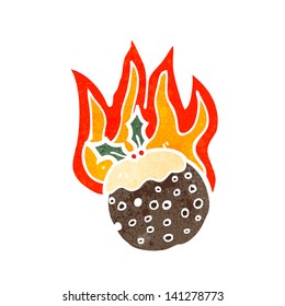 Cartoon Flaming Christmas Pudding