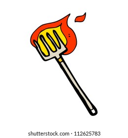 cartoon flaming devil fork cartoon