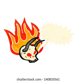 cartoon flaming devil skull