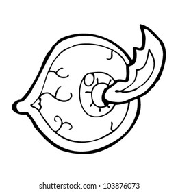 cartoon flaming eye symbol