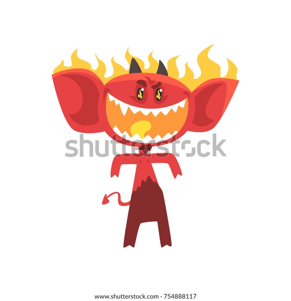 Cartoon Flaming Fire Devil Isolated On Stock Vector (Royalty Free ...