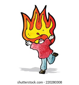 cartoon flaming headless man