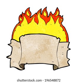 cartoon flaming heraldry scroll banner