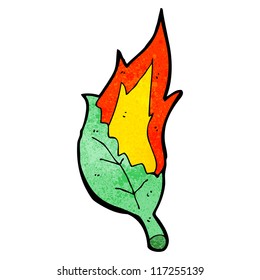 cartoon flaming leaf