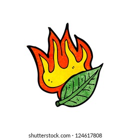 cartoon flaming leaf