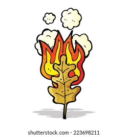 cartoon flaming leaf