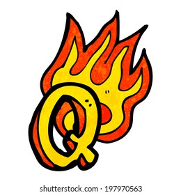 cartoon flaming letter