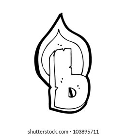 cartoon flaming letter b