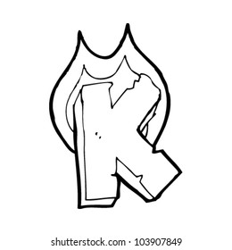 cartoon flaming letter k