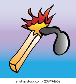 cartoon flaming match isolated illustration vector