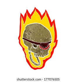 cartoon flaming pirate skull