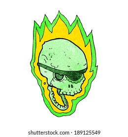 cartoon flaming pirate skull
