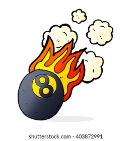 cartoon flaming pool ball