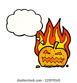 cartoon flaming pumpkin