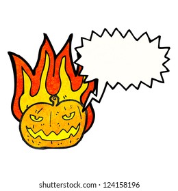 cartoon flaming pumpkin