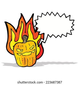 cartoon flaming pumpkin