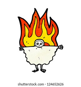 cartoon flaming skeleton