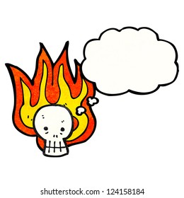 cartoon flaming skull