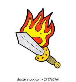 cartoon flaming sword