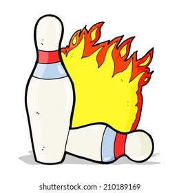 cartoon flaming ten pin bowling skittles