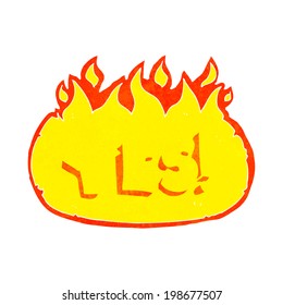 cartoon flaming yes symbol