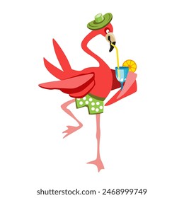 Cartoon flamingo on an isolated white background. Vector