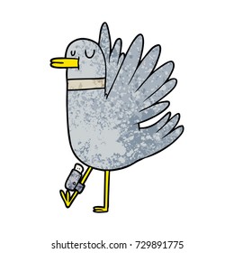 cartoon flapping wood pigeon
