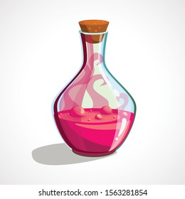 Cartoon flask with witch s potion. Vector illustration