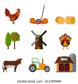 Cartoon flat agriculture icon and sign. Vector illustration.