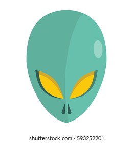 Cartoon flat alien head isolated on white background. Element for game, posters and banners.