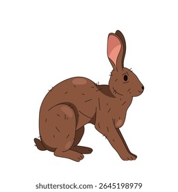 Cartoon flat bunny or wildlife rabbit isolated. Vector forest or woodland hare. Easter holiday animal or spring festive mammal. Wood fauna, wild nature. Domestic pet with long ears. Biology, zoology.