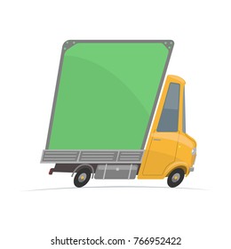 Cartoon flat car isolated