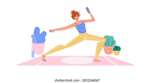 Personaje plano de caricatura navegando por internet interior en casa - chat web, servicio de redes sociales, educación en línea, comunicación por mensajería, concepto de trabajo a distancia independiente